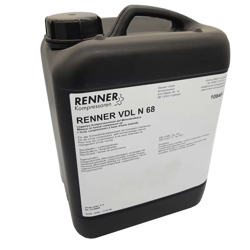 Öl Schraubenkompressor Renner I und II 5 Liter Merlin Zertifiziert