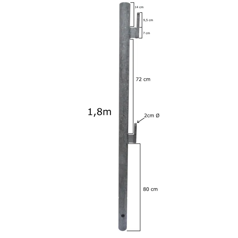 Sichere Zahlung Rohrpfosten 2½" 1800 mm mit Gehänge
