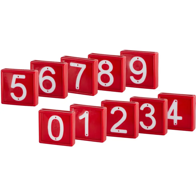 Sonderaktion Nummernblock 10 St. zum einschlaufen in Halsband bis 40 mm rot Nr. 0-9