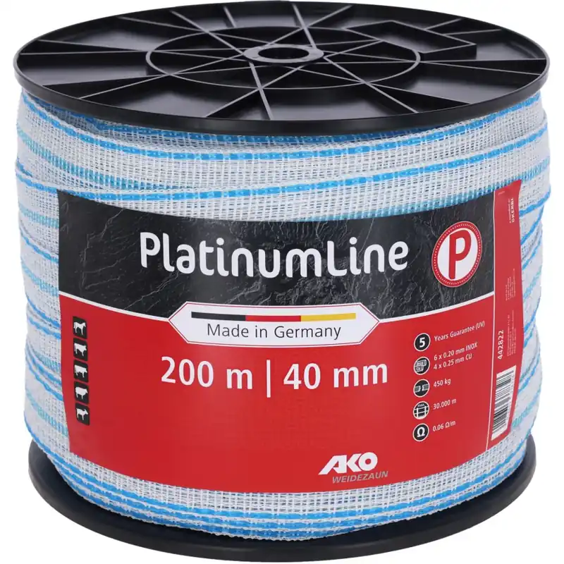 Markenware Weidezaunband PlatinumLine | 200 m x 40 mm | weiß - blau | AKO