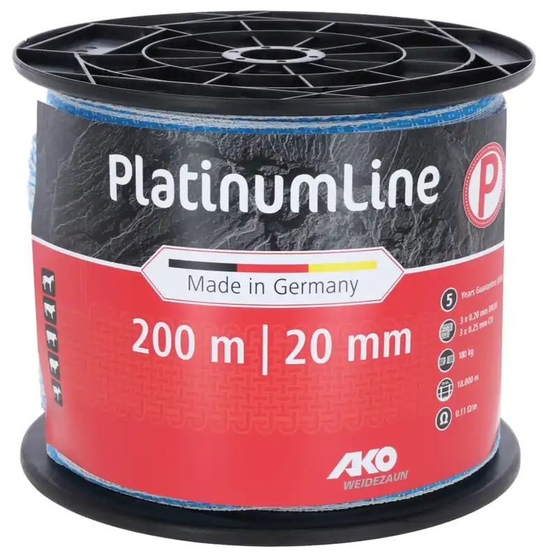 Bestseller Weidezaunband PlatinumLine | 200 m x 20 mm | weiß - blau | AKO