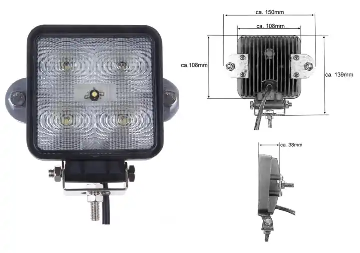 Kerbl LED - Arbeitsscheinwerfer mit 5 LED's á 3 Watt- 10 bis 30 Volt Markenprodukt