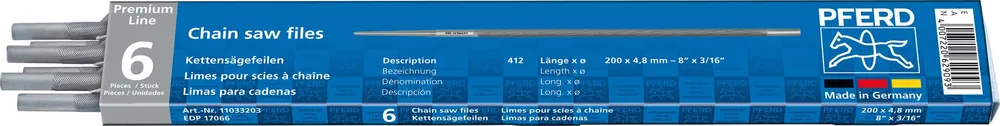 Pferd  Kettensägenfeile Premium Line Durchmesser 4,0 - 5,5 mm Länge 200mm 6 Stück PFERD Billig