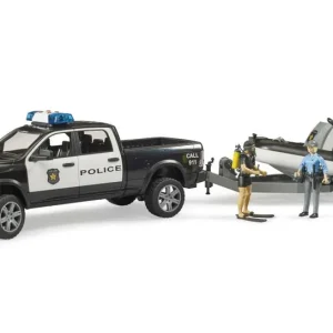 Bruder Bruder RAM 2500 Polizei Pickup, L+S Modul, Anhänger mit Boot und 2 Figuren Neue Ware