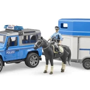 Top-Preis Bruder Bruder Polizei Land Rover mit Pferdeanhänger