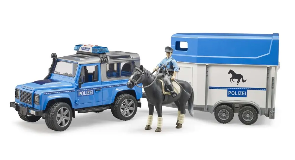 Top-Preis Bruder Bruder Polizei Land Rover mit Pferdeanhänger