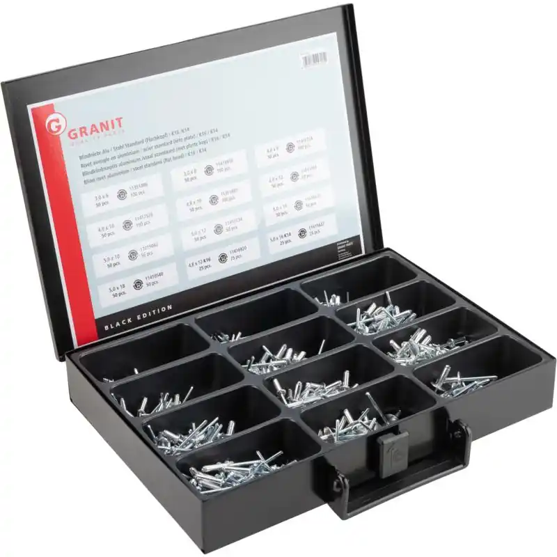 Saisonangebot GRANIT Black Edition Sortiment Blindnieten 550-teilig