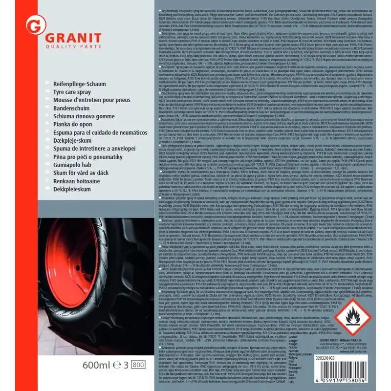 Granit Reifenpflege-Schaum 600ml Wochenendangebot