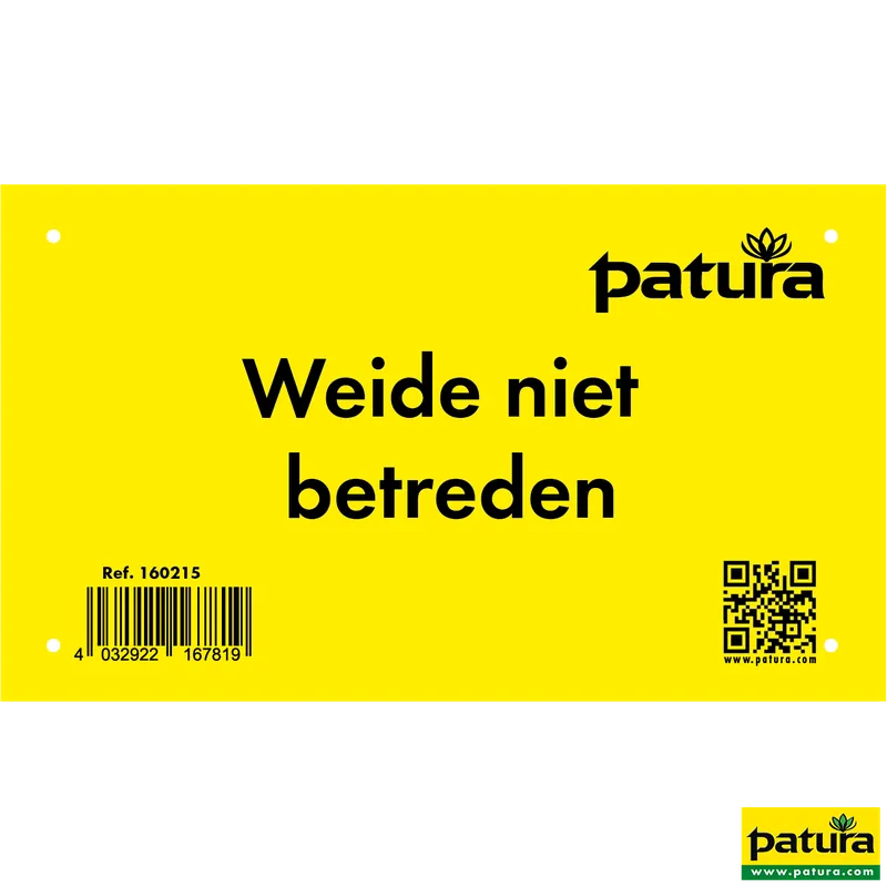 Neue Ware Patura Warnschild Niederländisch