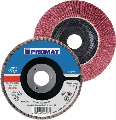 Direktkauf PROMAT Fächerscheibe Durchmesser 115 mm Körnung 80 konisch 40 115 mm