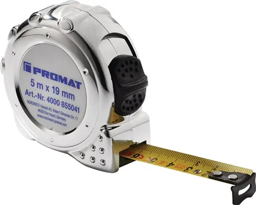 Echt PROMAT Taschenrollbandmaß Länge 3 m Breite 16 mm mm/cm Chrom 16 mm