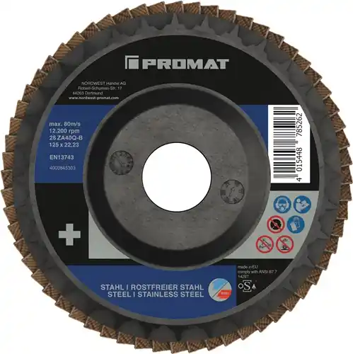 Wochenendangebot PROMAT Premium-Fächerscheibe 2in1 Durchmesser 125 mm Körnung 40 flach 40