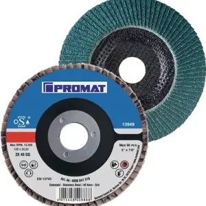 Jetzt Kaufen PROMAT Fächerscheibe Durchmesser 115 mm Körnung 60 konisch 40 8500 min-¹