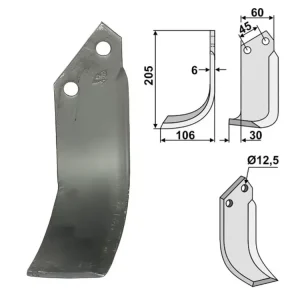 Industriehof® Fräsmesser links/rechts 205 x 60 x 6 mm, Bohrung 12,5 mm, für Nardi Top-Preis