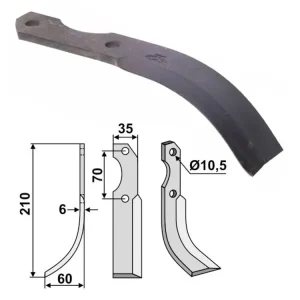 Industriehof® Fräsmesser links/rechts 210 x 35 x 6 mm, Bohrung 10,5 mm, für Brumital-Agris Sonderangebot