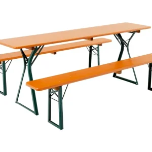 RUKU Bierzeltgarnitur, 220 cm, 50 cm breiter Tisch mit Beinfreiheit Kiefer 3-teilig Meistverkauft