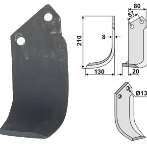 Schnäppchen Industriehof® Fräsmesser links/rechts 210 x 80 x 8 mm, Bohrung 13 mm, für Howard