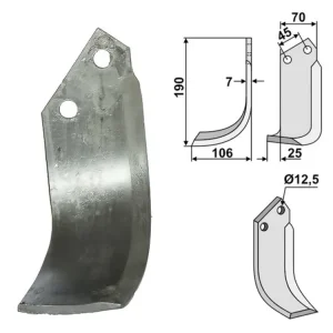 Industriehof® Fräsmesser links/rechts 190 x 70 x 7 mm, Bohrung 12,5 mm, für Nardi Sonderaktion