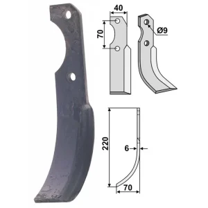Top-Angebot Industriehof® Fräsmesser links/rechts 220 x 40 x 6 mm, Bohrung 9 mm, gebogen, für Brumital-Agris