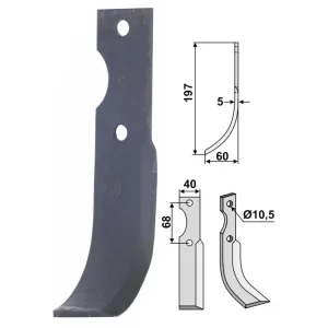 Zertifiziert Industriehof® Fräsmesser links/rechts 197 x 60 x 5 mm, Bohrung 10,5 mm, für Benassi