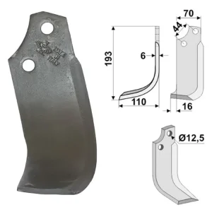 Industriehof® Fräsmesser links/rechts 193 x 70 x 6 mm, Bohrung 12,5 mm, für Maschio Top-Angebot