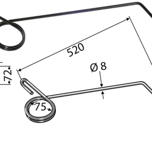 Rabatt Industriehof® Striegelzinken 520 x 8 mm links/rechts, für Striegel Nodet, Kuhn BS, GCS
