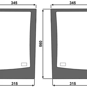 Frontscheibe grün, unten links/rechts, Siebdruck, geklebt, für Traktor Case IH CS, CVX; New Holland TVT, T; Steyr Schnäppchen