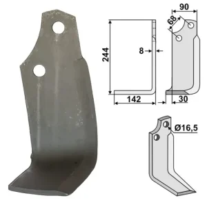 Sonderangebot Industriehof® Fräsmesser links/rechts 224 x 90 x 8 mm, Bohrung 16,5 mm, für Maschio