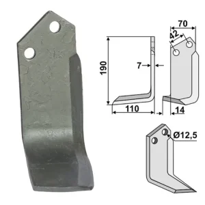 Industriehof® Fräsmesser links/rechts 190 x 70 x 7 mm, Bohrung 12,5 mm, für Tortella Super-Preis
