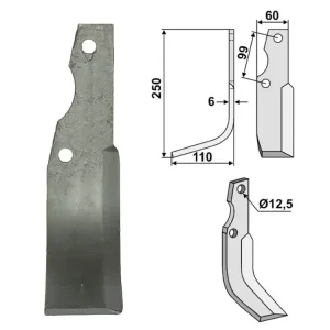 Industriehof® Fräsmesser links/rechts 250 x 60 x 6 mm, Bohrung 12,5 mm, für Goldoni Nur Für Kurze Zeit
