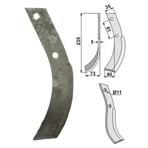 Billig Industriehof® Fräsmesser links/rechts 235 x 35 x 5 mm, Bohrung 11 mm, für Honda