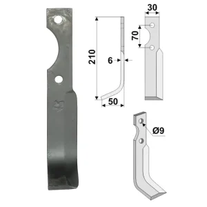 Industriehof® Fräsmesser links/rechts 210 x 30 x 6 mm, Bohrung 9 mm, für Gutbrod Meistverkauft