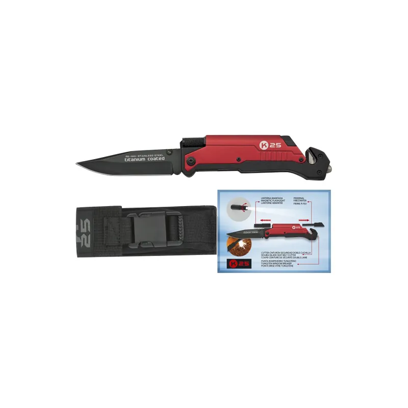 Multifunktions Taschenmesser mit Lampe und Feuerstein Begrenztes Angebot