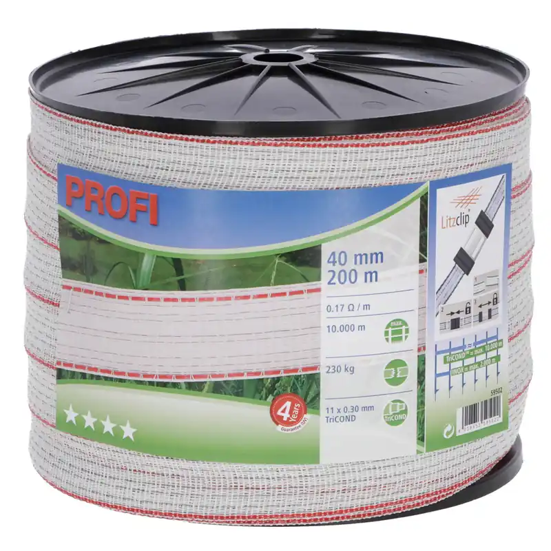 Weidezaunband Profi weiß/rot, 40 mm / 200 m Finale Aktion