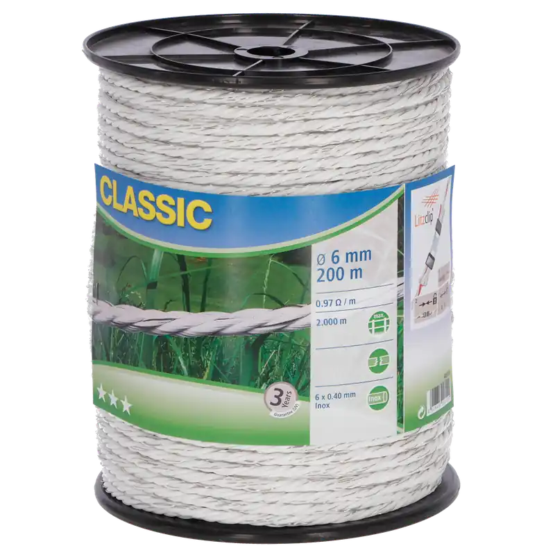 Abverkauf Weidezaunseil Classic weiß, 6 mm / 200 m