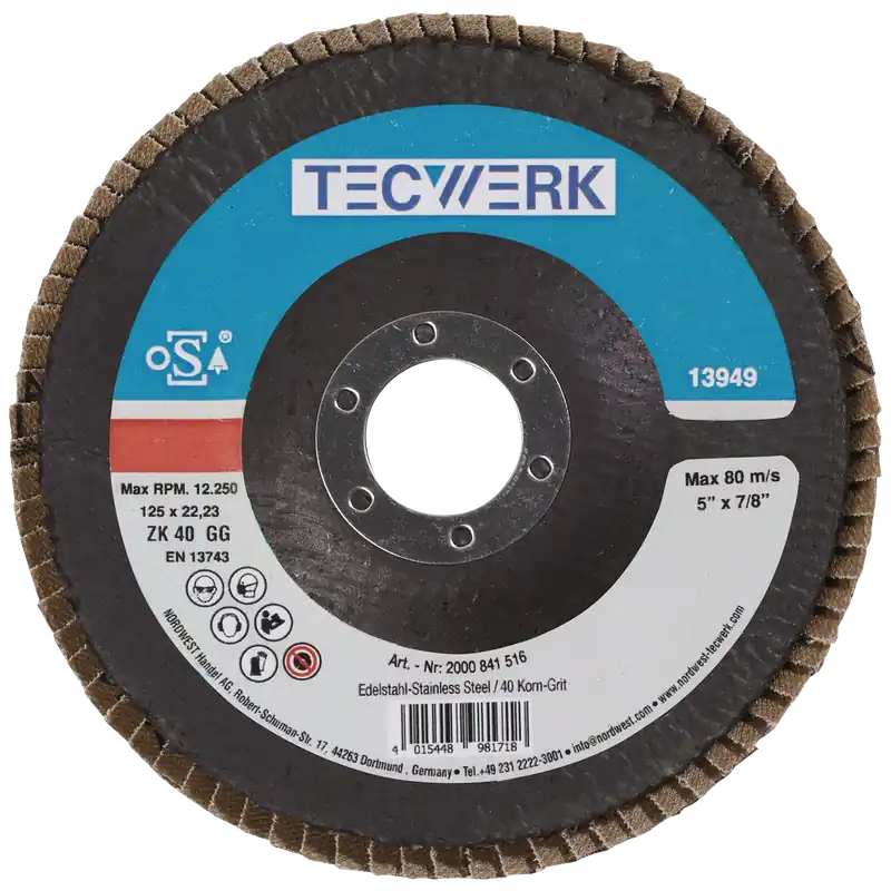 Sonderangebot Tecwerk Fächerscheibe 125 mm K40 Inox K40