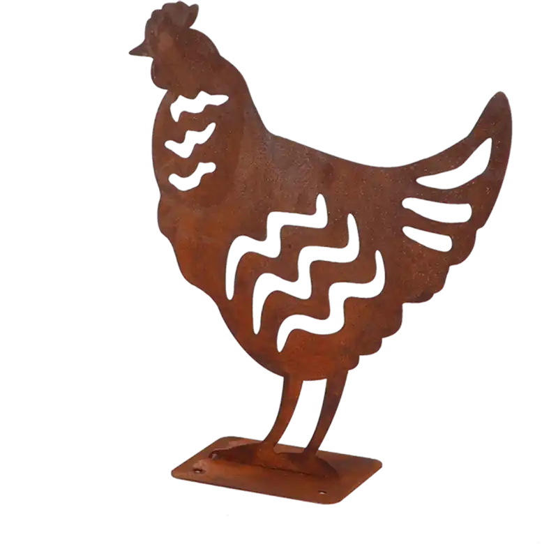 Dekofigur Huhn aus Rost Billig