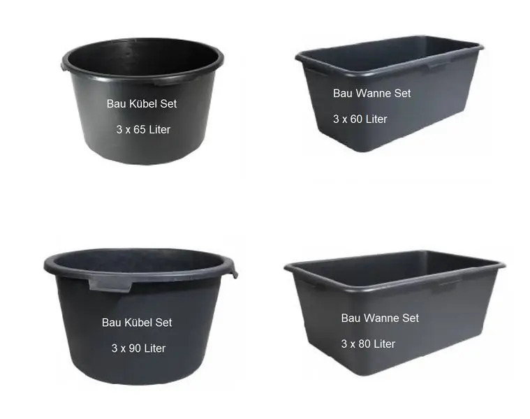3er Set Mörtelkasten Baukübel Bauwanne Zementkübel Pflanzkübel 60/65/80/90 Ltr. Must-Have