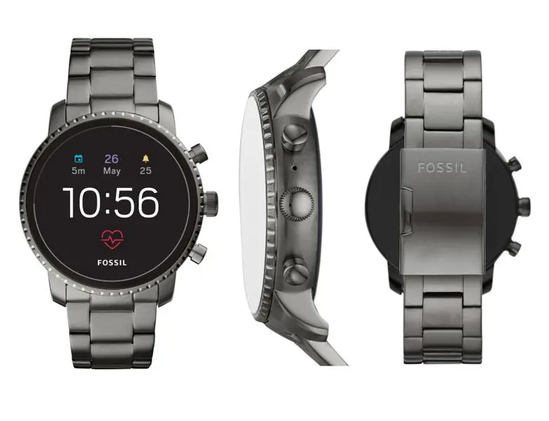 Neue Ware Fossil FTW4012 Touchscreen Smartwatch Explorist HR Gen4 45mm Edelstahl Gunmetal