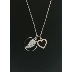 Zertifiziert NOELANI Collier Heart Wing Swarovski Kristalle 42+3cm Messing rhod.-rosevergold.