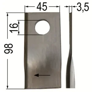 Abverkauf Klinge gedr. li. 98 x 45 x 4, Ø = 16 mm