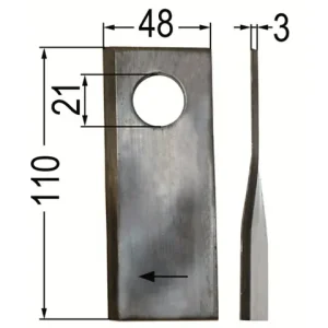 Klinge gedr. li. 110 x 48 x 3, Ø = 21 mm Neu