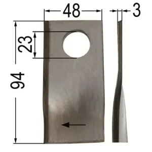 Preisknaller Klinge gedreht re. 94 x 48 x 3, Ø = 23 mm