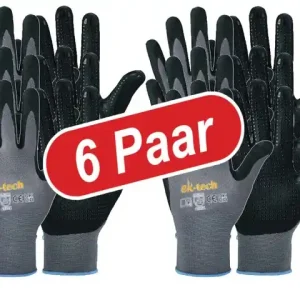 Preisknaller (6 Paar) Handschuh Gr.8 Strick Nitril/PU