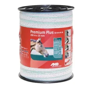 (200 m) AKO Premium-Plus, Weidezaunband, 20 mm weiß/grün Schneller Versand
