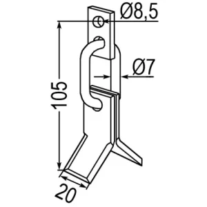 Top-Angebot Y-Messer mit Kettenglied und Befest. zu Agria, Carroy et Giraudon, Rapid, Kubota 458000, RMV SM5065H, 02.EFM