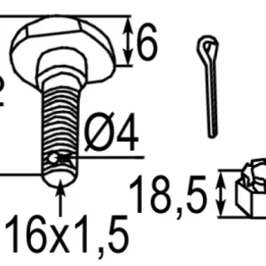 Messerschraube M 16 x 1,5 mit Kronenmutter zu Humus Versand Am Gleichen Tag