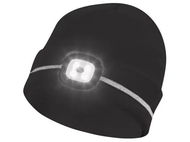 Mütze schwarz mit LED - Leuchte Geprüft