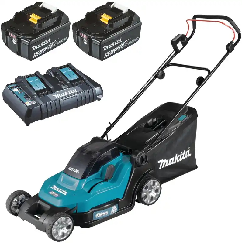 Makita Akku-Rasenmäher DLM432PT2 mit 2 Akkus 5 Ah und Doppelladegerät Bestseller
