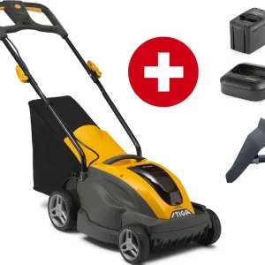 Sonderangebot Stiga Akku-Rasenmäher Combi 336e Kit mit 2 Ah Akku und Schnell-Ladegerät